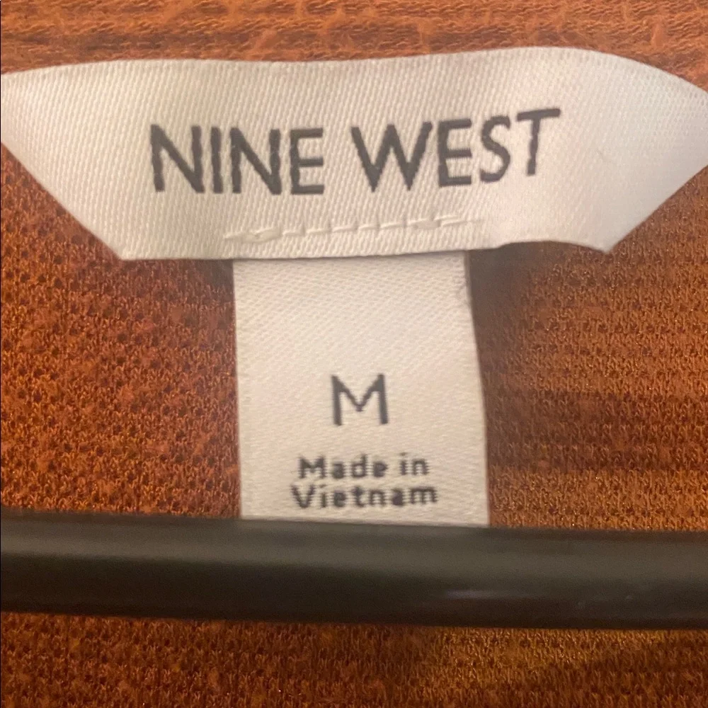 Nine West Burnt Orange Brown Puff Sleeve Sweater Blouse Top